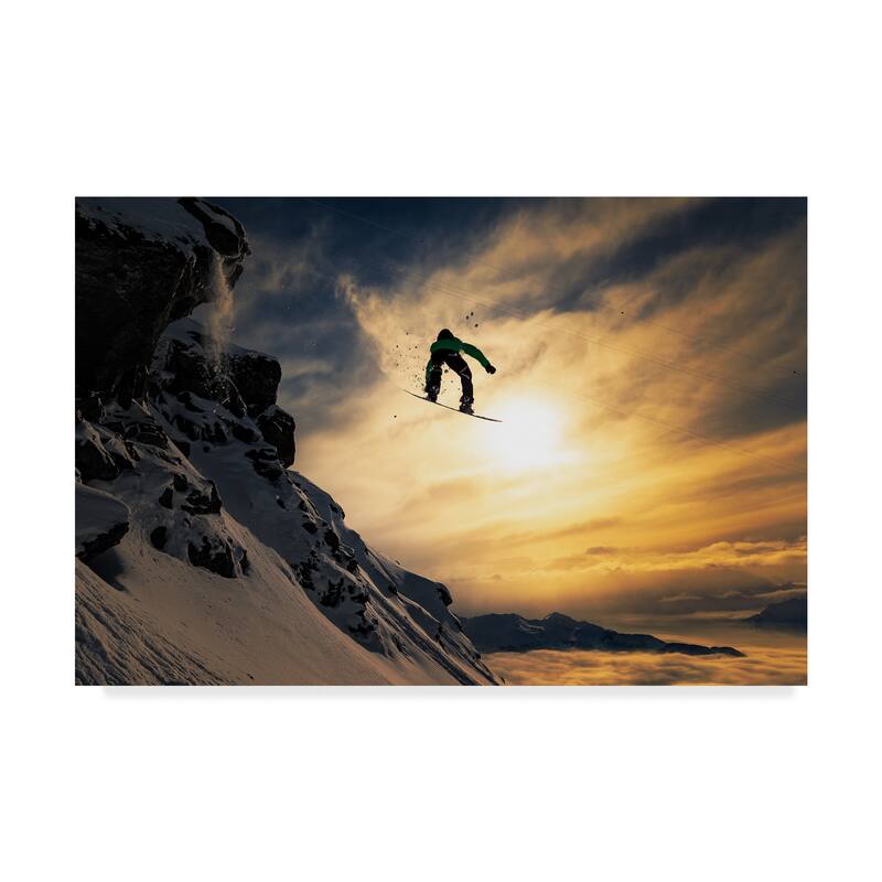 Jakob Sanne 'Sunset Snowboarding' Canvas Art