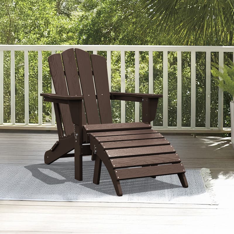 HDPE Folding Adirondack Ottoman, No-Assembly Outdoor Footrest,Fade Resistant Patio Footstool for Adirondack chair
