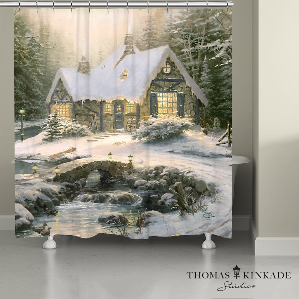 Thomas Kinkade Winter Light Cottage Shower Curtain by Laural Home