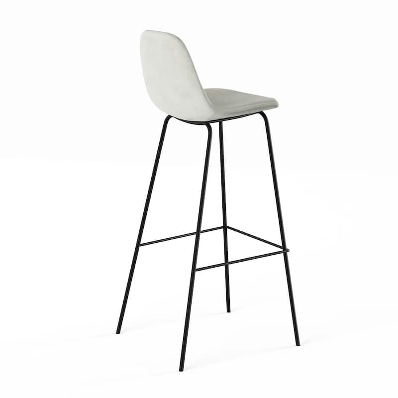 Maxine Velvet Bar Height Stools Black Legs (Set of 2)