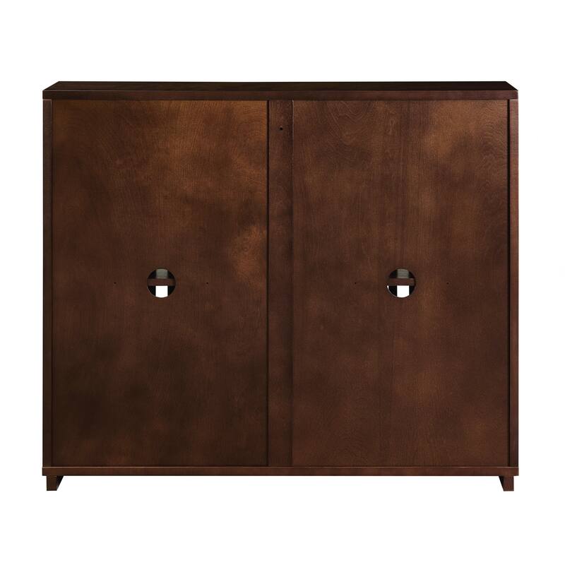Mid Century Modern Fluted Sideboard Cabinet with 2 Outlet Holes, Buffet Cabinet with Storage