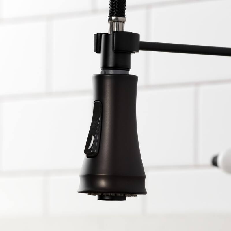 Kingston Brass Essex Double-Handle Wall-Mount Pre-Rinse Bridge Kitchen Faucet