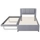 preview thumbnail 7 of 18, Upholstery platform bed with Headboard & Trundle, Pull Out Twin Platform Bed Underneath