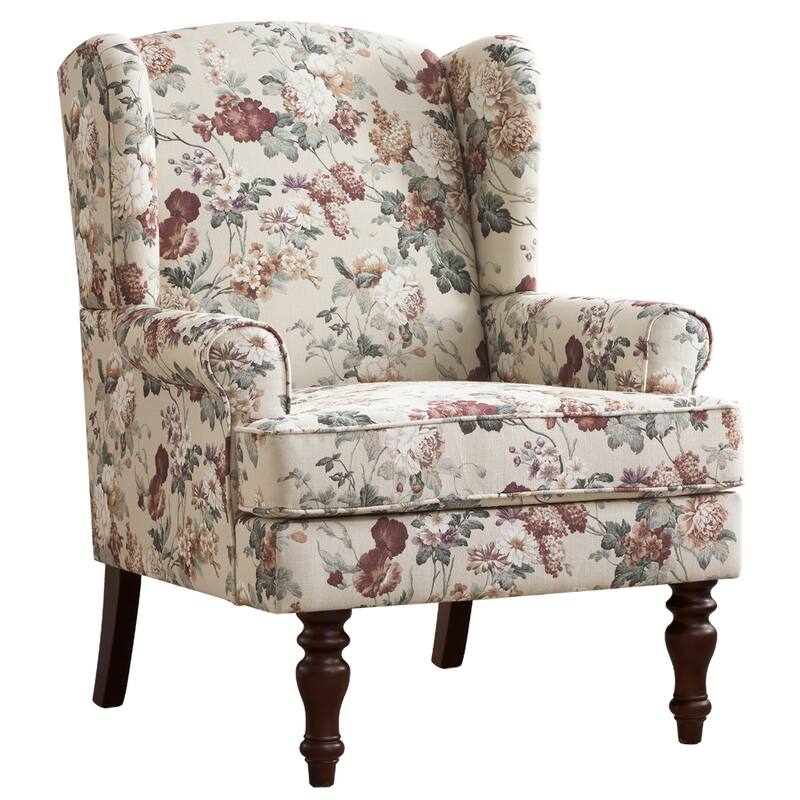 Accent Armchair with Turned Legs Set of 2 Blue/ Beige / Grey