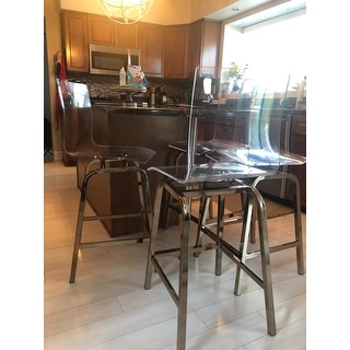 Shop Miles Clear Acrylic Swivel High Back Bar Stools with ...