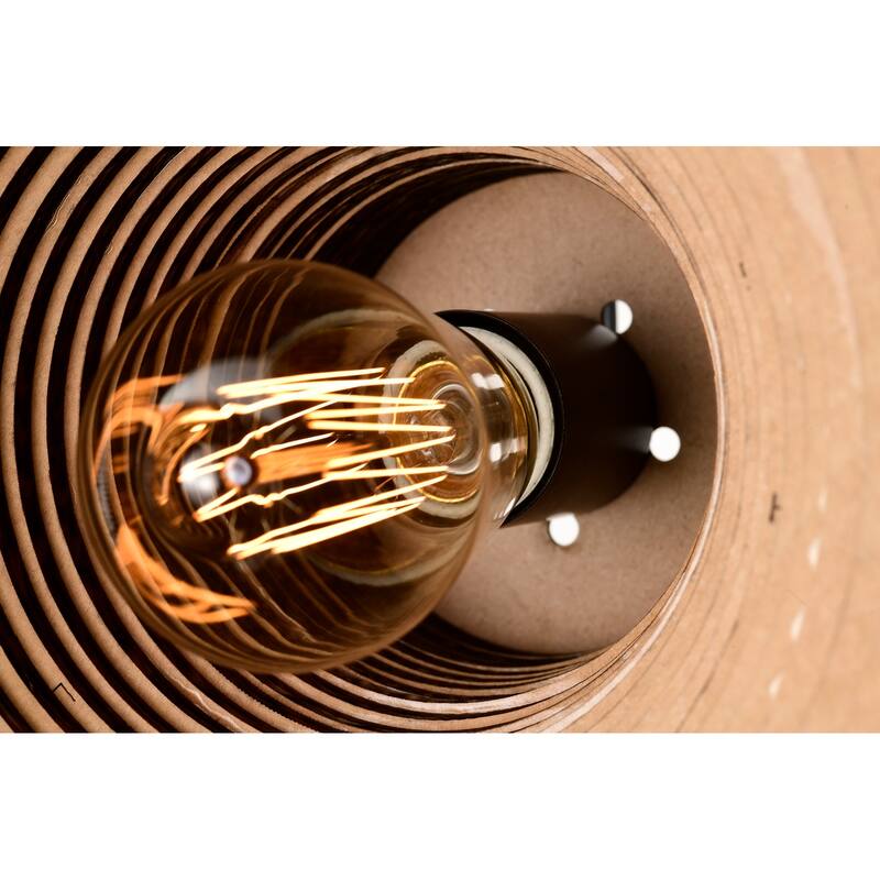 Matte Black Modern Nordic Style 1-Light Pendant Light with Natural Brown Origami Paper Shade