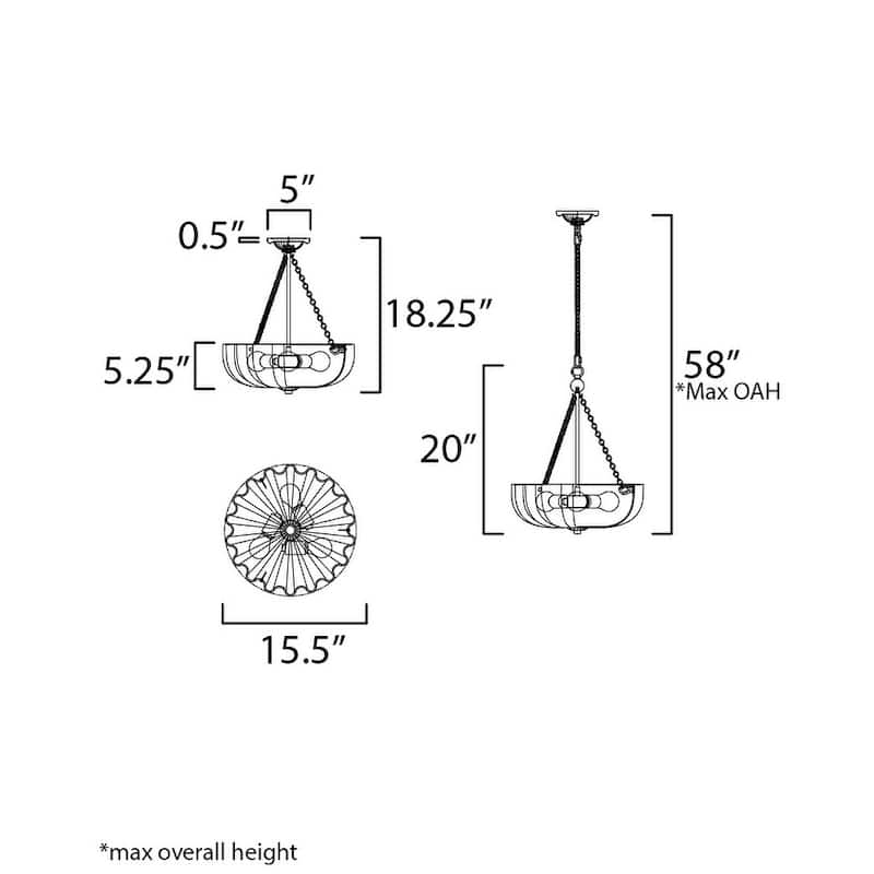 Maxim 22652 Bundt 3 Light 16" Wide Semi-Flush Bowl Ceiling Fixture /