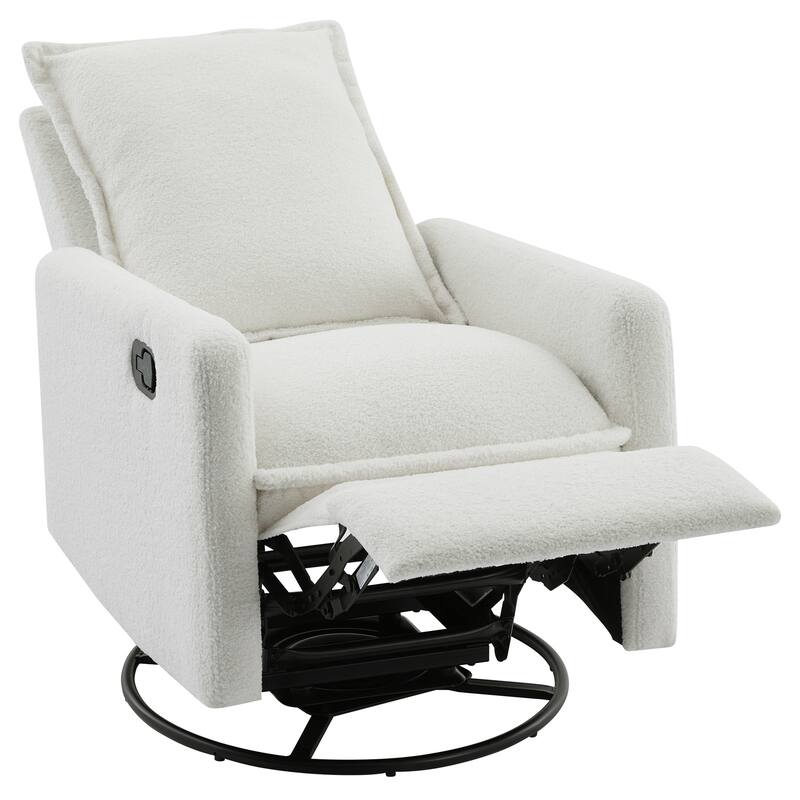 Modern Upholstered Rocker Nursery Chair Plush Seating Glider Swivel Recliner Chair