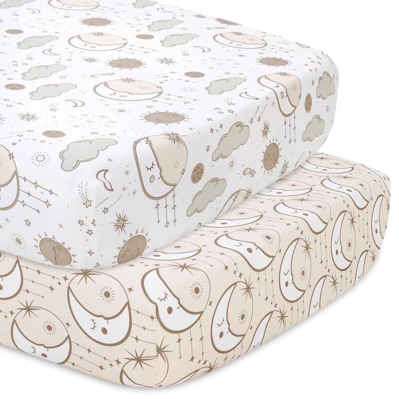 The Peanutshell Crib Bedding Set for Baby Girls, Starry Skies, 5 Pieces