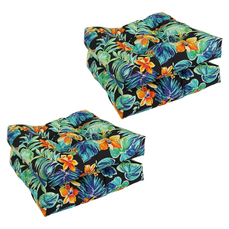 19-inch Square Tufted Indoor/Outdoor Chair Cushions (Set of 4) - 19" x 19" - Beachcrest Caviar