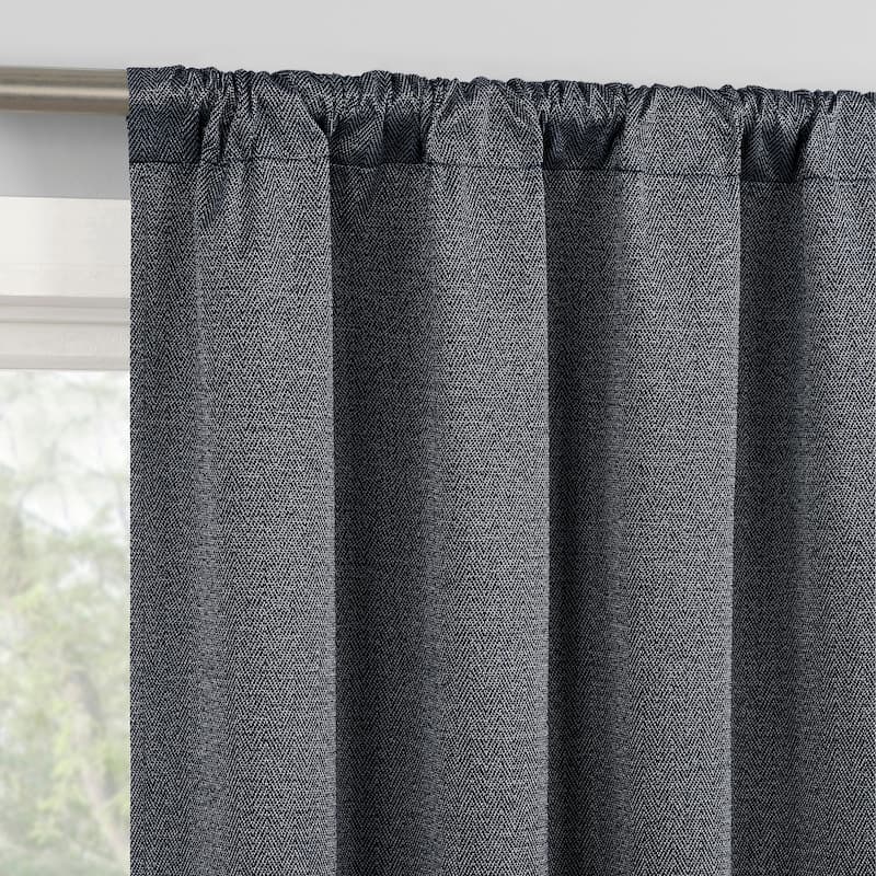 Sun Zero Prescott 2-Piece Herringbone Magnetic Closure Total Blackout Rod Pocket Curtain Panel Pair