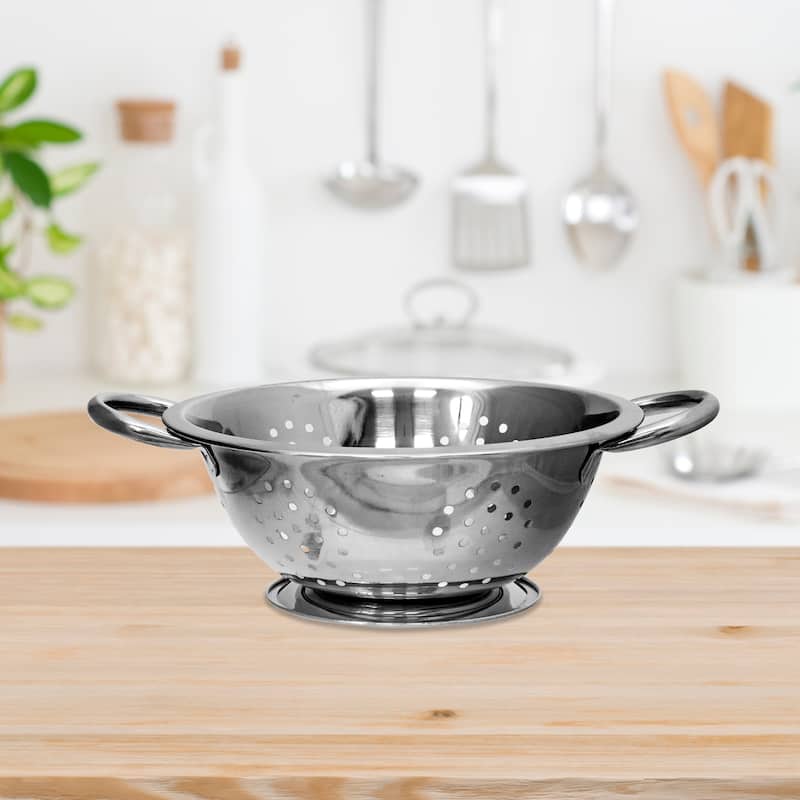 IH Casa Decor Stainless Steel Colander With Handles 8" - Set of 2 - Silver - Silver