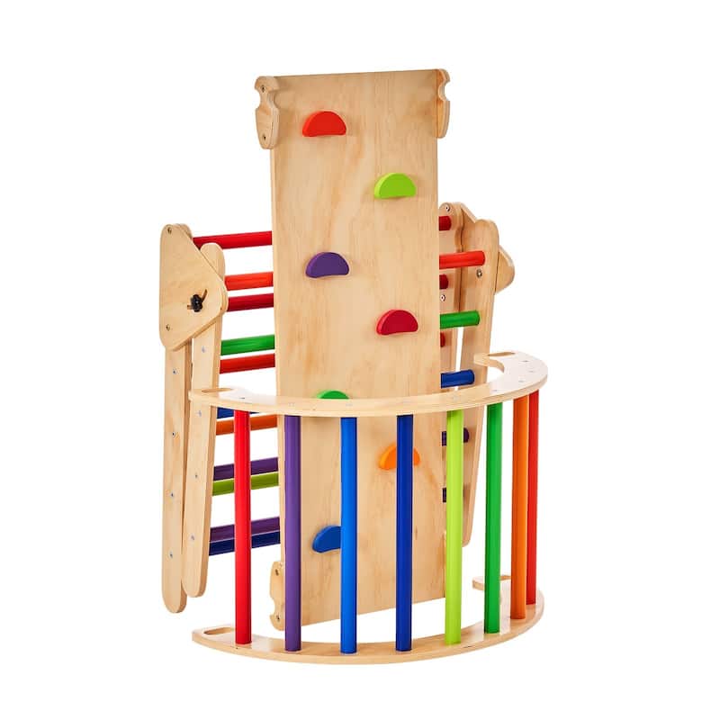 Wood Climbing Toy Set Pine 5-in-1 Play Gym for Kid's