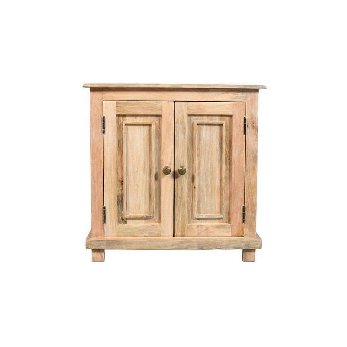 HomeRoots 28" Distressed Natural Solid Wood Nightstand With Storage