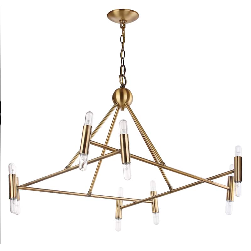 SAFAVIEH Lighting Mora Adjustable 16-Light LED Gold Chandelier - 36" x 36" x 21-93"