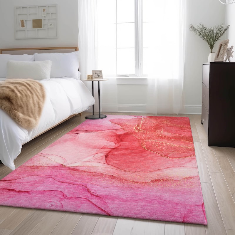 Premium Washable Super Soft Modern Glam Mayfield Rug - Pink - 10' x 14' - Rectangle