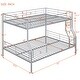 preview thumbnail 26 of 28, Full XL Over Queen Bunk Bed, Streamlined Iron Frame Platform Bed with Gridded Guardrails, Ladder, Split into 2 Individual Beds