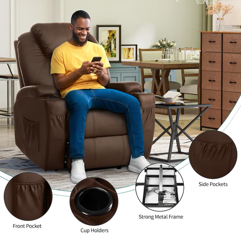 Modern PU Power Lift Recliner Sofa with Massage Chair
