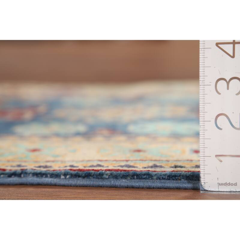 Blue Kazak Oriental Accent Rug Hand-Knotted Wool Carpet - 1'11" x 2'11"