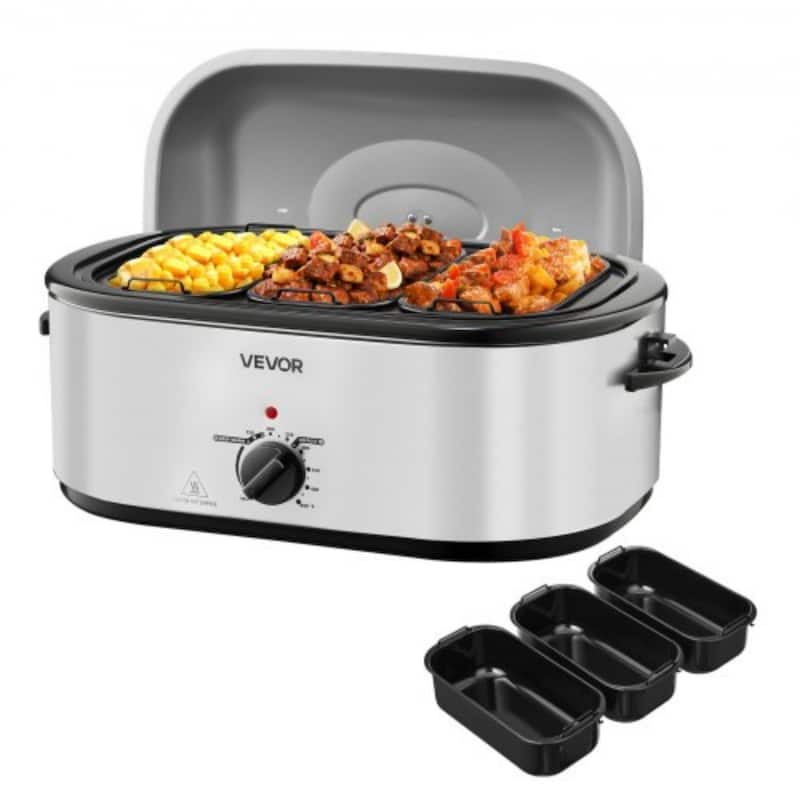 Black-Silver 24QT Electric Roaster Oven with Lid and Self-Basting Tray - 23.31 x 15.67 x 13.19 inch - Black-Silver
