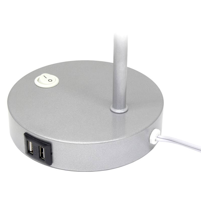 Curved Arm Desk Lamp with Glass Shade - 15.75" - Silver