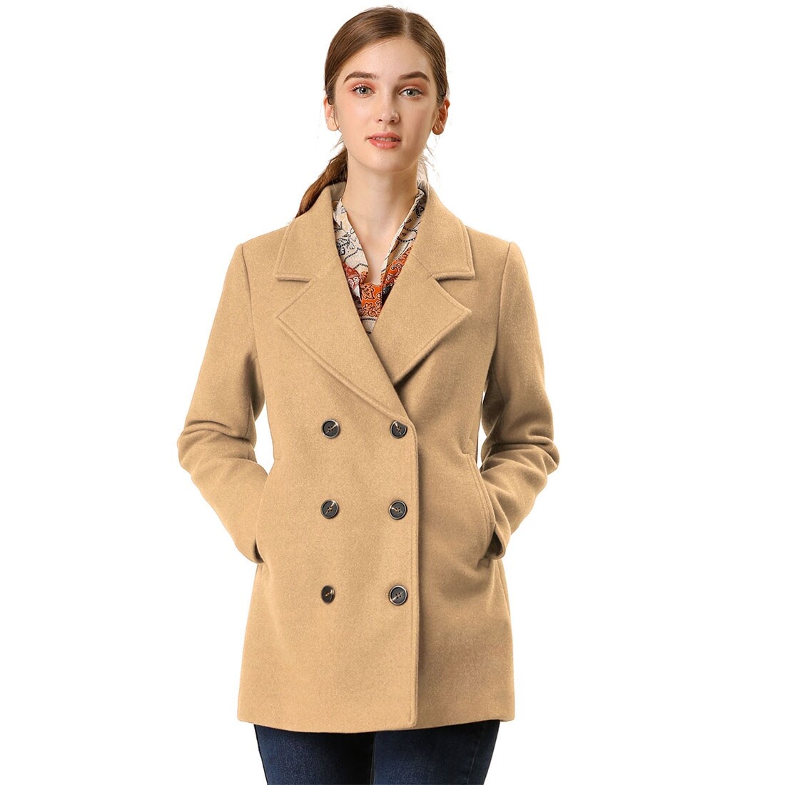 Shop For Allegra K Women 2 Breasted Notched Lapel Pocket Mid Thigh Felt Coat Camel Get Free Delivery On Everything At Overstock Your Online Women S Clothing Destination Get 5 In Rewards With Club O 32049481