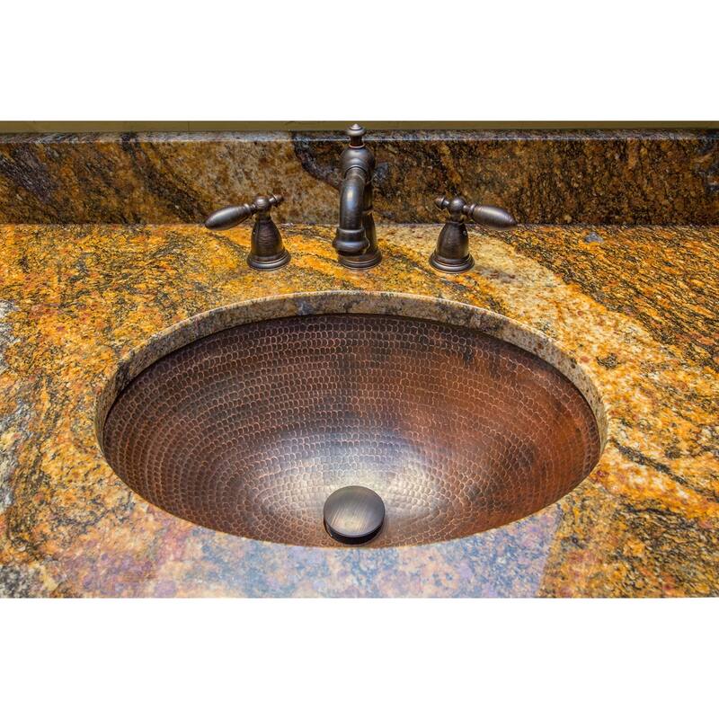 19-in Oval Under Counter Hammered Copper Bathroom Sink (LO19FDB)