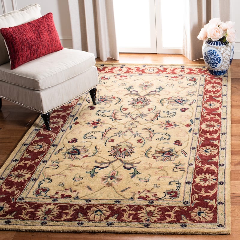 SAFAVIEH Handmade Classic Samina Traditional Oriental Wool Rug - 9'6" x 13'6" - Gold/Red