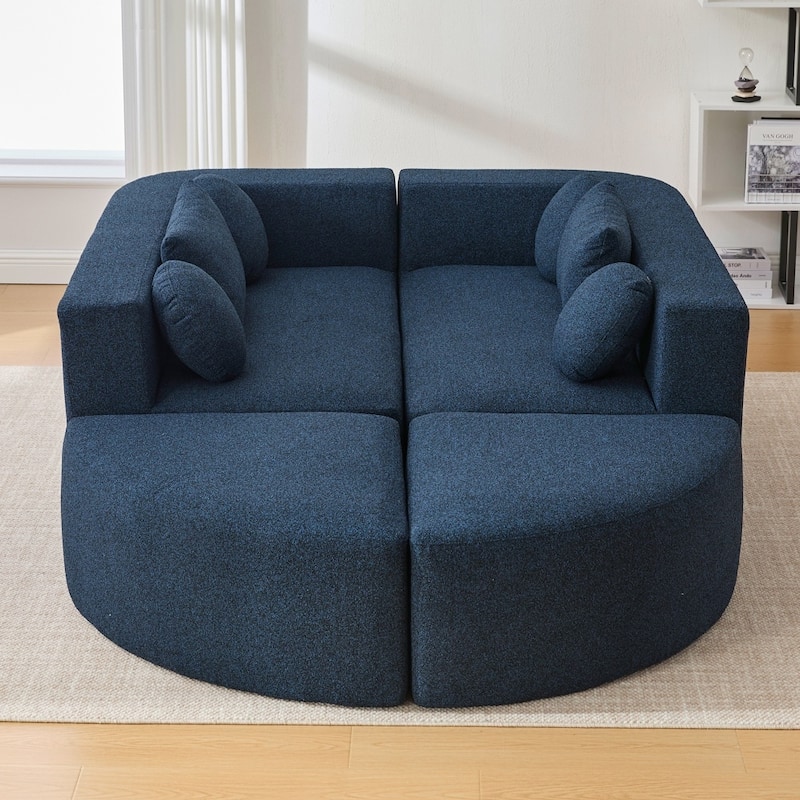 114.9" Free-combined Modular Sectional Sofa Bed with Deep Seating and Curved Design