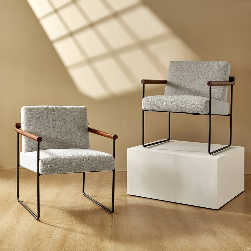 Justo Modern Accent Armchair with Metal Base and Removable Cushion Set Of 2 By HULALA HOME