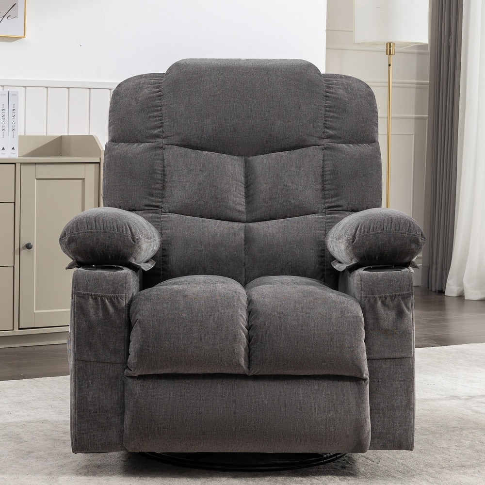 Massage Recliner Chair with Massage & Heat, Ergonomic Single Lounge Sofa, Recliner Chair with 2 Cup Holders & USB Charge Port