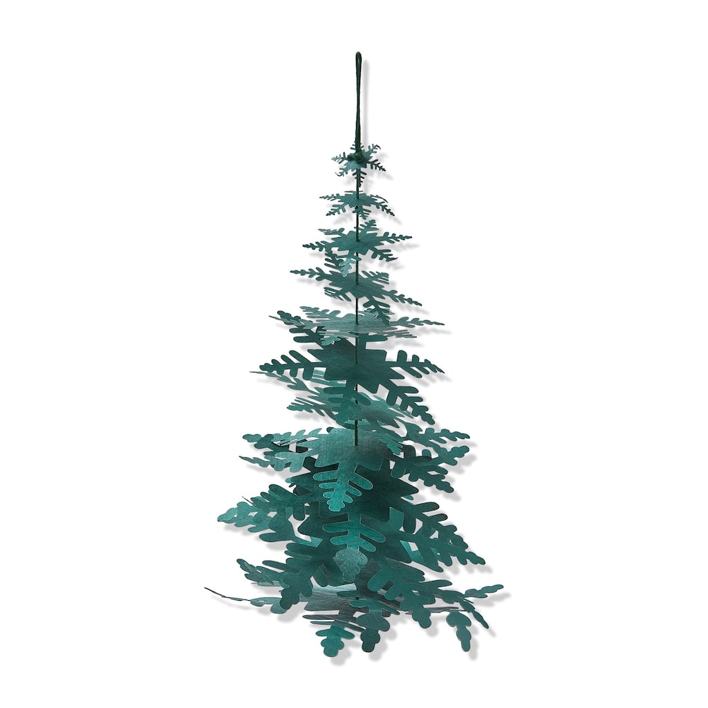 Dark Green Paper Snowflake Tree Decor - 12" Holiday Tree Sculpture for Christmas - Dust Clean Decorative Object
