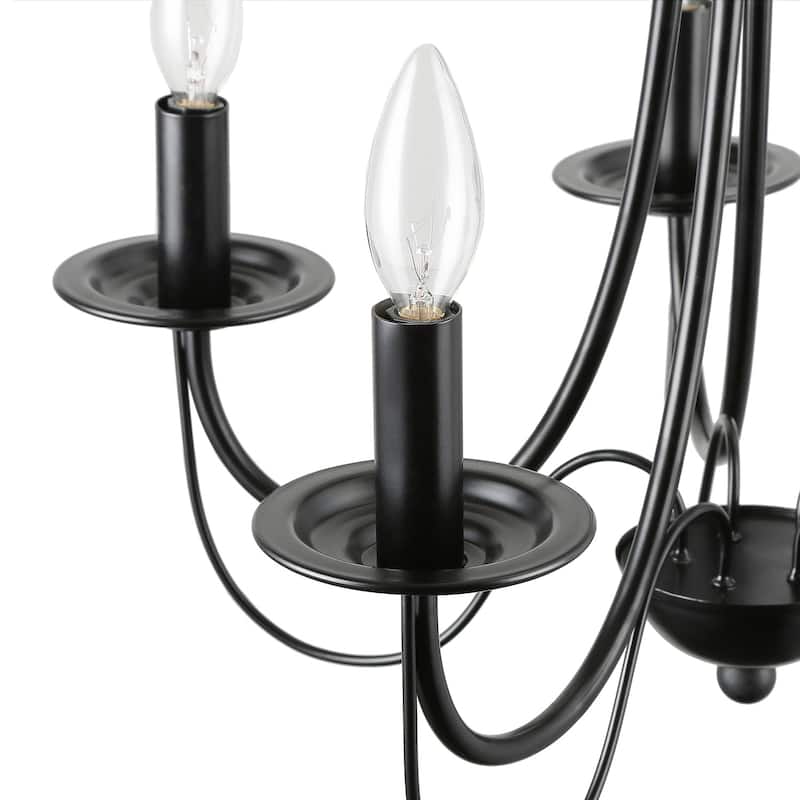 Modern Farmhouse 5-Light Black Chandelier Classic Wheel Lights for Dining Room