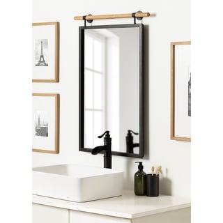 Kate and Laurel Iberson Hanging Wall Mirror - Black/Rustic Brown - 24x33