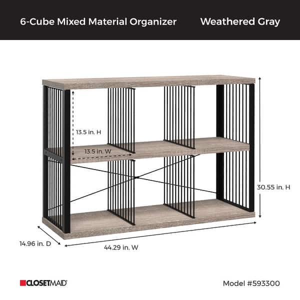 dimension image slide 1 of 2, ClosetMaid Steel Frame 6-Cube Organizer