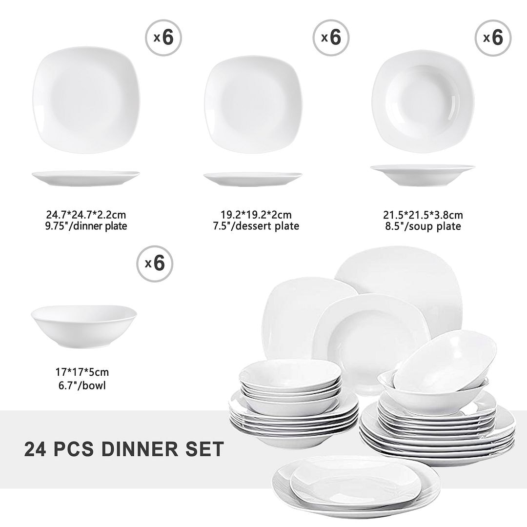 MALACASA Elisa Porcelain 6 Pieces 9.7 Dinner Plates - Bed Bath