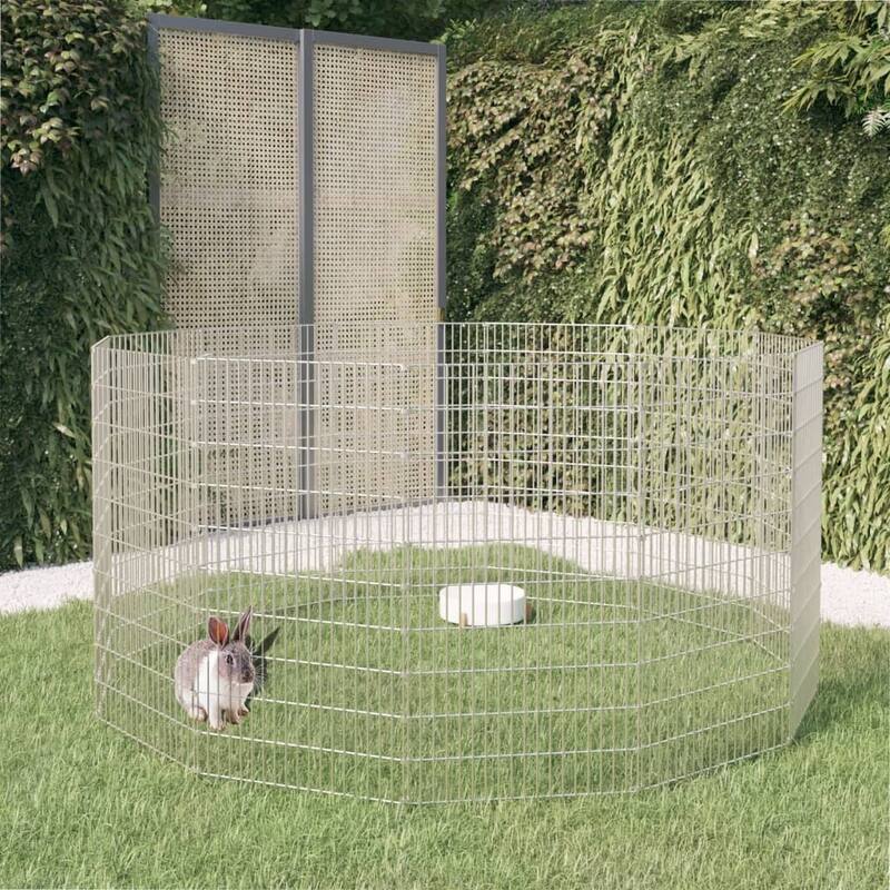 vidaXL Free Range Animal Enclosure Rabbit Hutch Free Range Pen Galvanized Iron - 21.3" x 39.4" 12-panel