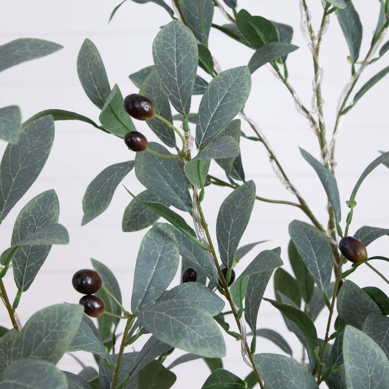 Pre-Lit Fruiting Olive Artificial Tree - 5' - Warm White LED Lights