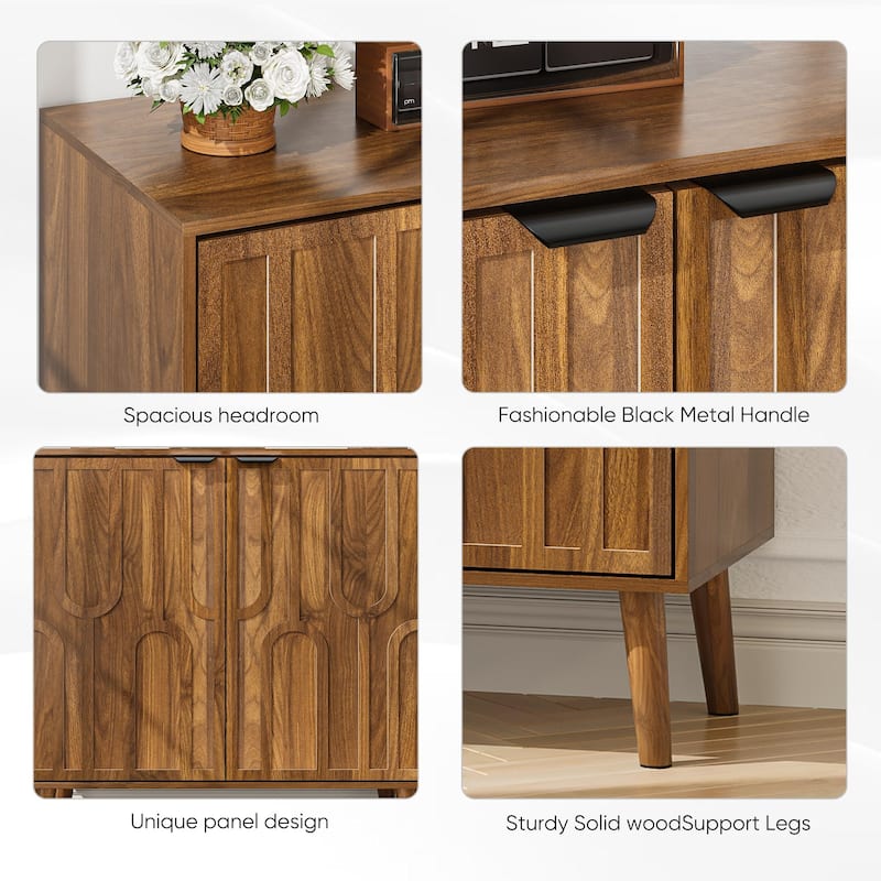 Farmhouse Buffet Sideboard with 2 Doors and Adjustable Shelves