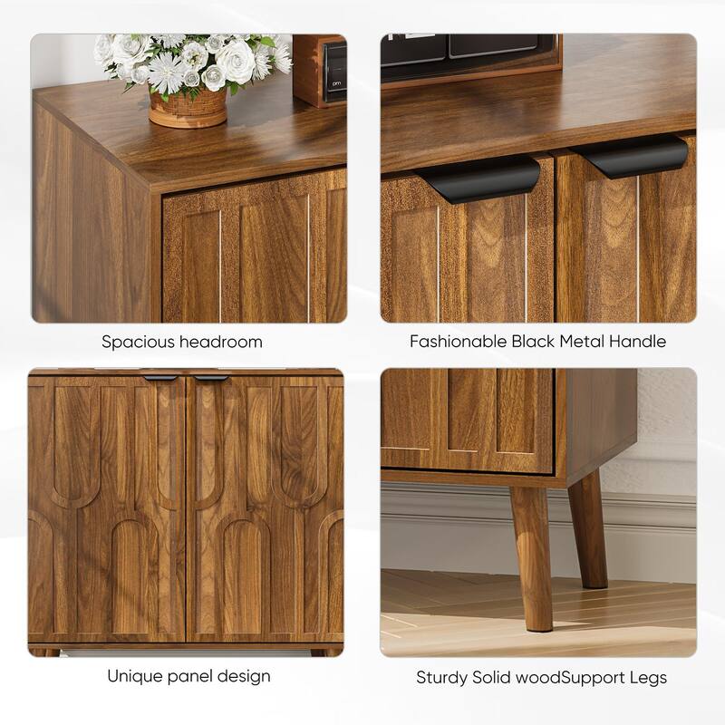 Sideboard Buffet Cabinet with Storage,Farmhouse Buffet Cabinet With Paper Clip Design,Wood Coffee Bar Storage Cabinet,31.5" W