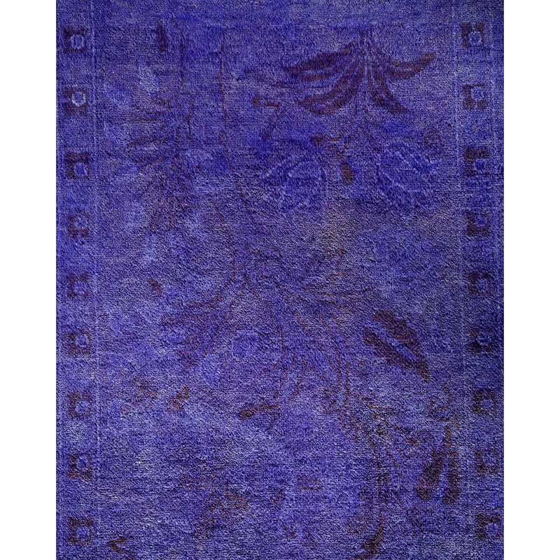Overton Handknotted Wool Vintage Inspired Contemporary Overdyed Purple Area Rug - 15' 6" x 11' 4"