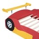 preview thumbnail 11 of 11, Red Full Size Wood Race Car-Shaped Platform Bed with Wheels