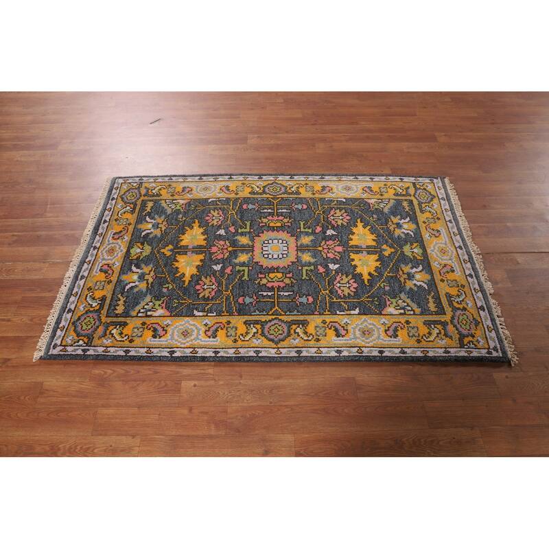 Blue Heriz Serapi Indian Foyer Rug Hand-Knotted Wool Carpet - 3'1"x 5'1"