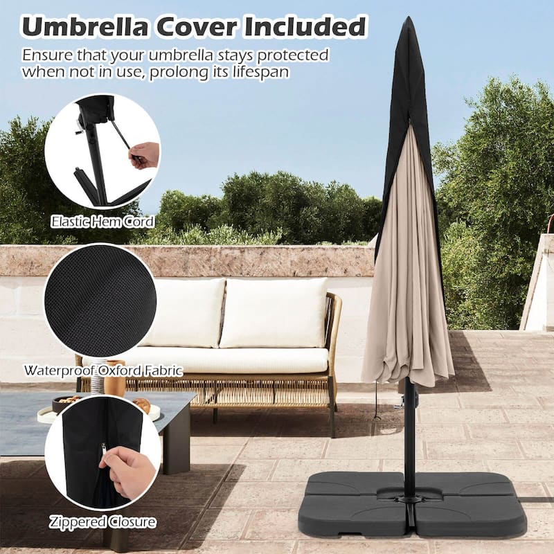 Costway 10 FT Offset Hanging Umbrella Patio Cantilever Umbrella with