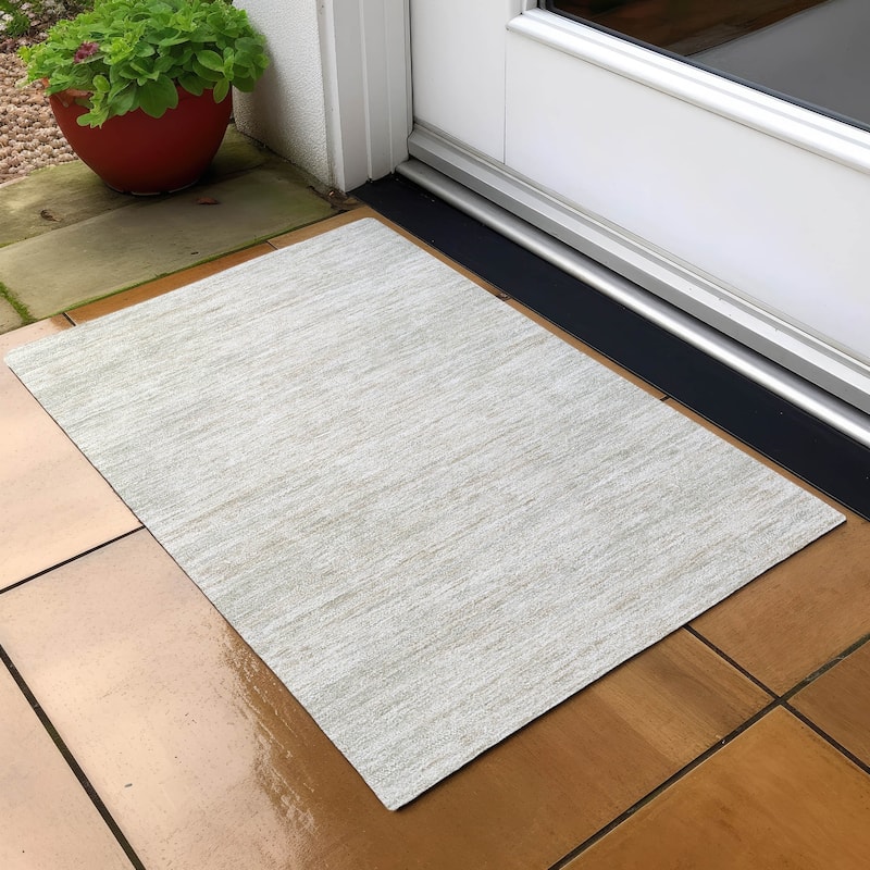 Machine Washable Indoor/ Outdoor Chantille Abstract Stripe Rug - Ivory - 1'8" x 2'6"