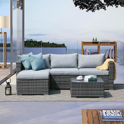 Outdoor 5-piece Wicker Sectional Sofa Set