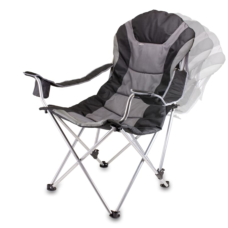Oniva Reclining Camp Chair, (Black with Gray Accents)