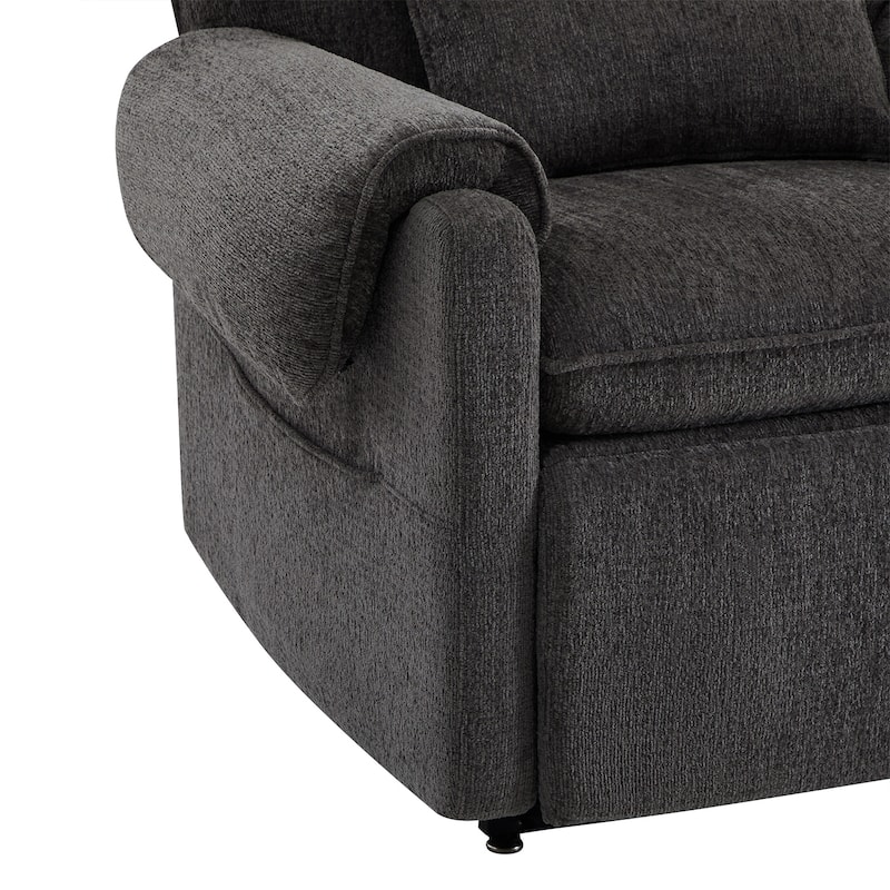 30" Power Lift Assist Recliner Arm Chair Steel Gray Chenille