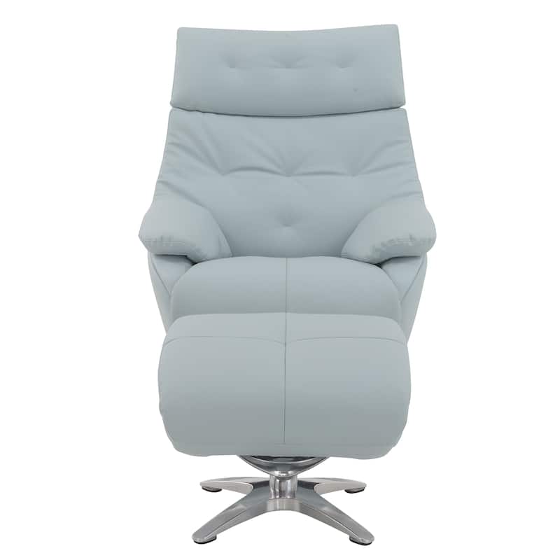 Fabric Accent Chair with Ottoman,PU Swivel Chair - Blue