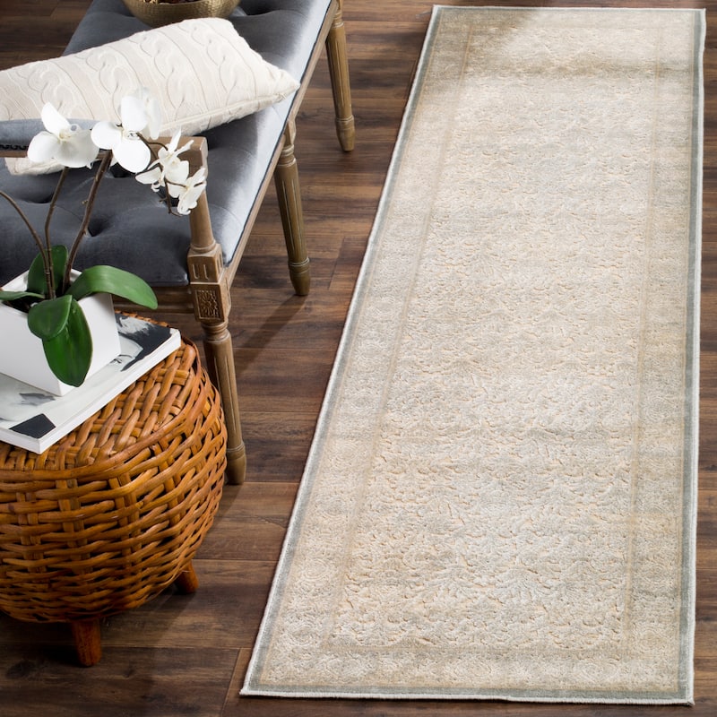 SAFAVIEH Paradise Riki Modern Viscose Rug - 2'2" x 8' Runner - Cream/Slate Blue - Runner